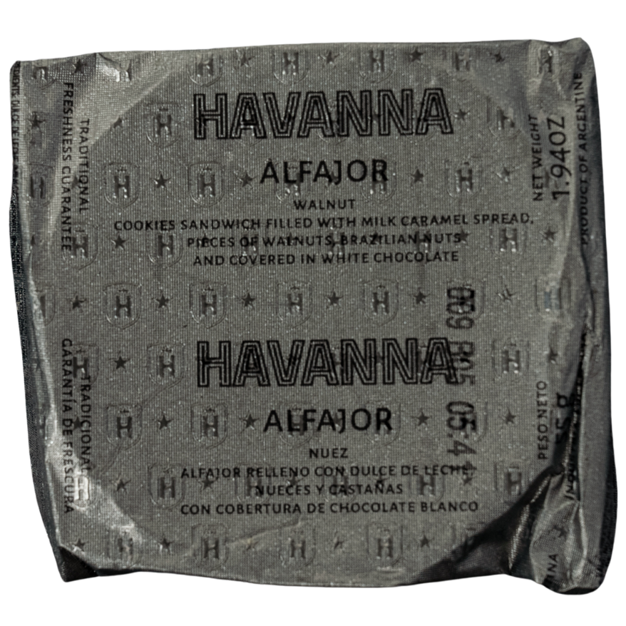 Alfajor chocolate blanco y nuez