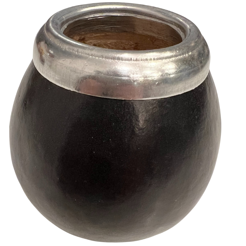 Mate calabaza (black) with metal ring