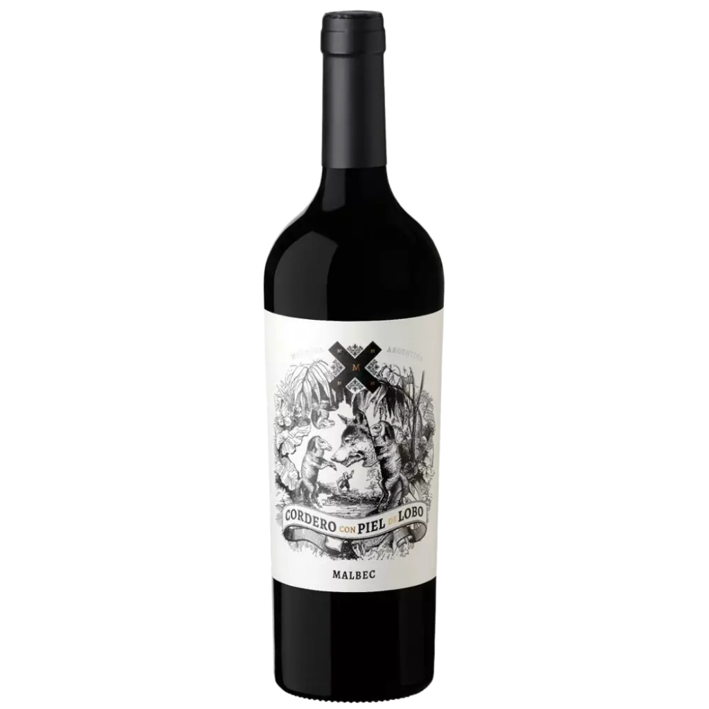 Bottle of Cordero con Piel de Lobo Malbec 2024 from Bodega Mosquita Muerta, Argentine red wine from Mendoza