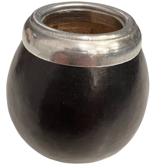Mate calabaza (black) with metal ring