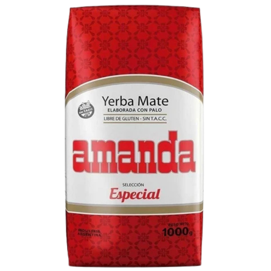 Amanda Especial yerba mate 1kg red bag from Cooperativa La Cachuera, Misiones, at Migas Denmark.