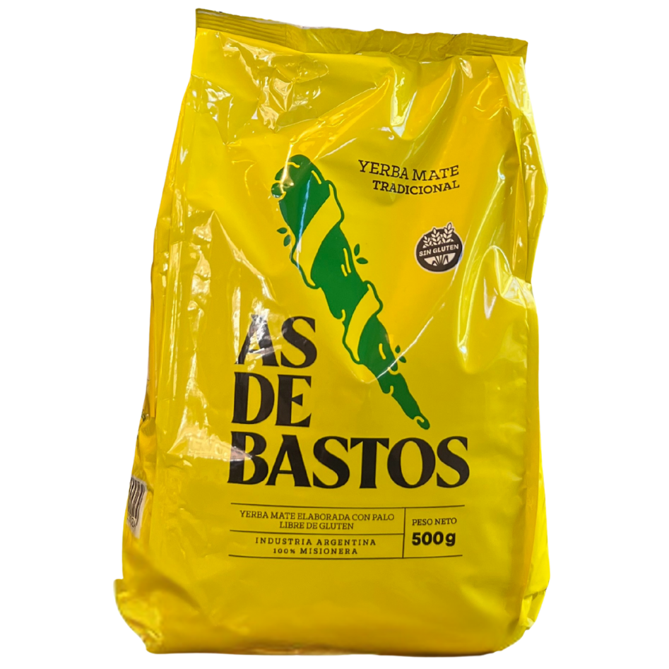 500g pack of Argentine yerba mate As de Bastos on white background