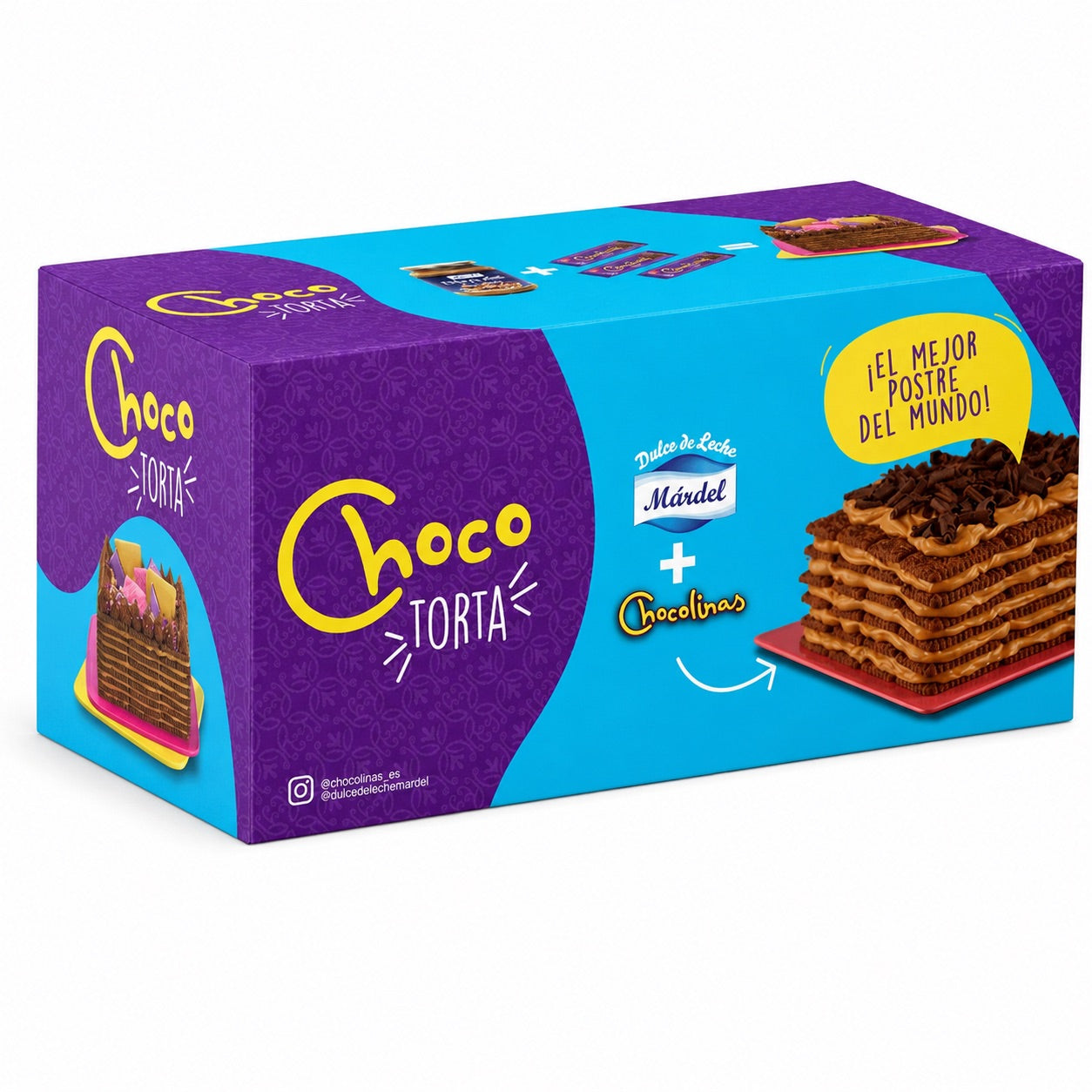 Choco torta retail kit box with Chocolinas cookies and Mardel dulce de leche, official Argentine dessert pack