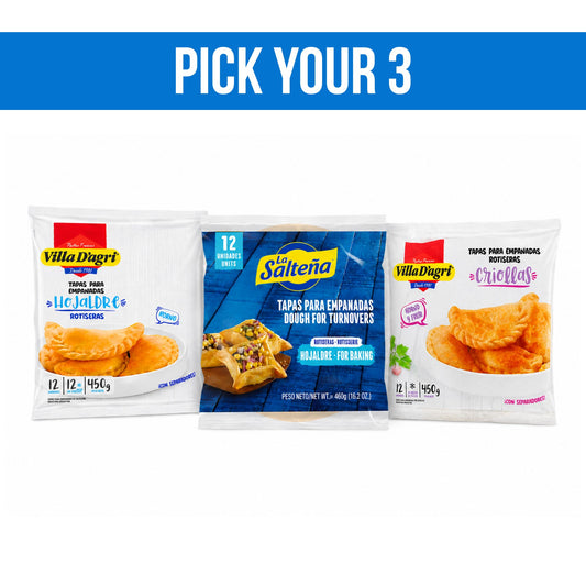 Empanada Party. Pick any 3 packs · 135 DKK